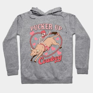 Pucker Up Cowboy Retro Skeleton Funny Hoodie